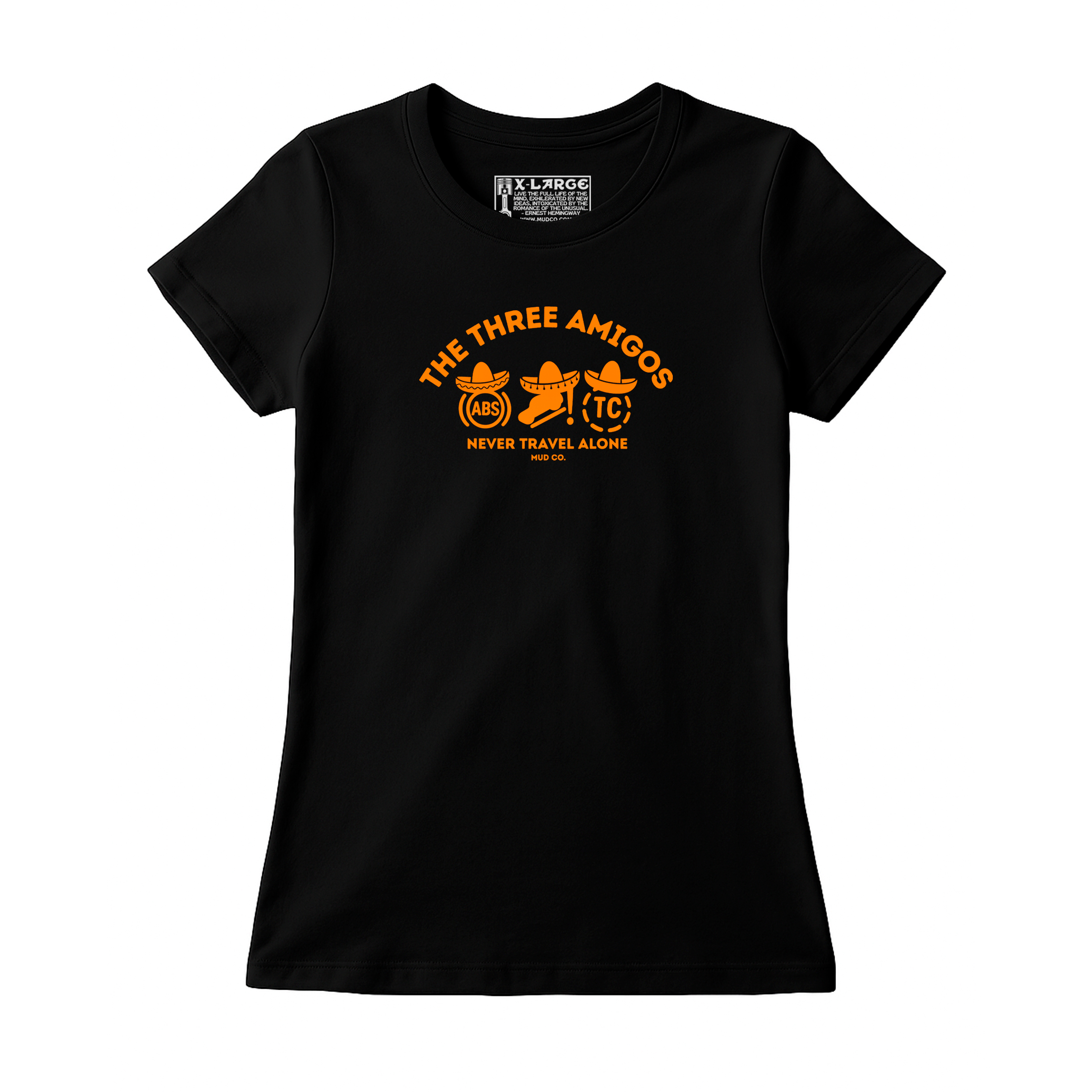 AMIGOS-BABY-LOOK-PRETA-ESTAMPA-LARANJA